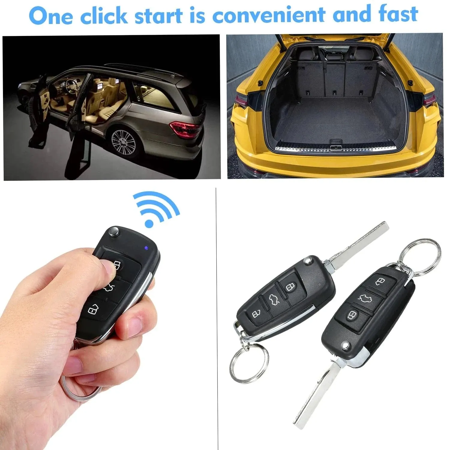 12V Universal Car Remote Central Kit Locking Keyless Entry System with 2 Remote Control Trunk Pop 4 Door Lock Actuator