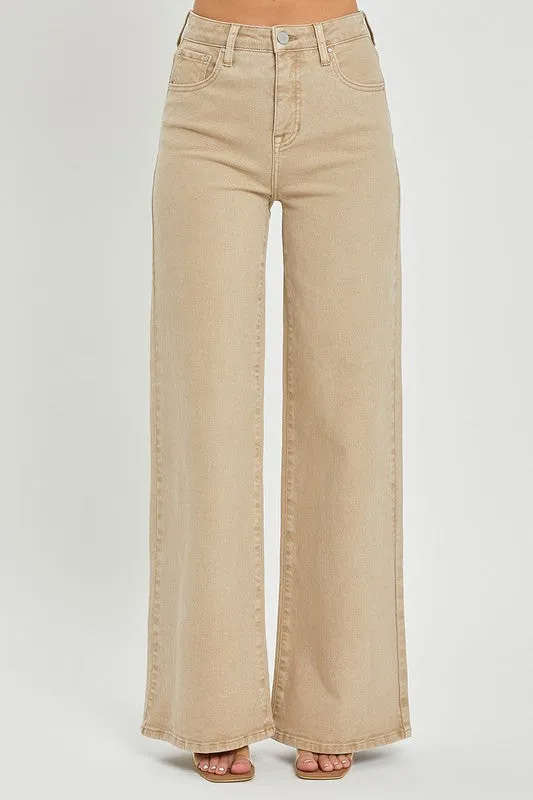Beverly High Rise Wide Pants - Khaki