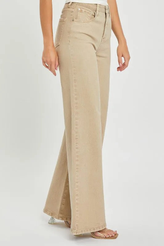 Beverly High Rise Wide Pants - Khaki