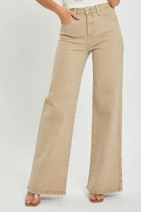 Beverly High Rise Wide Pants - Khaki