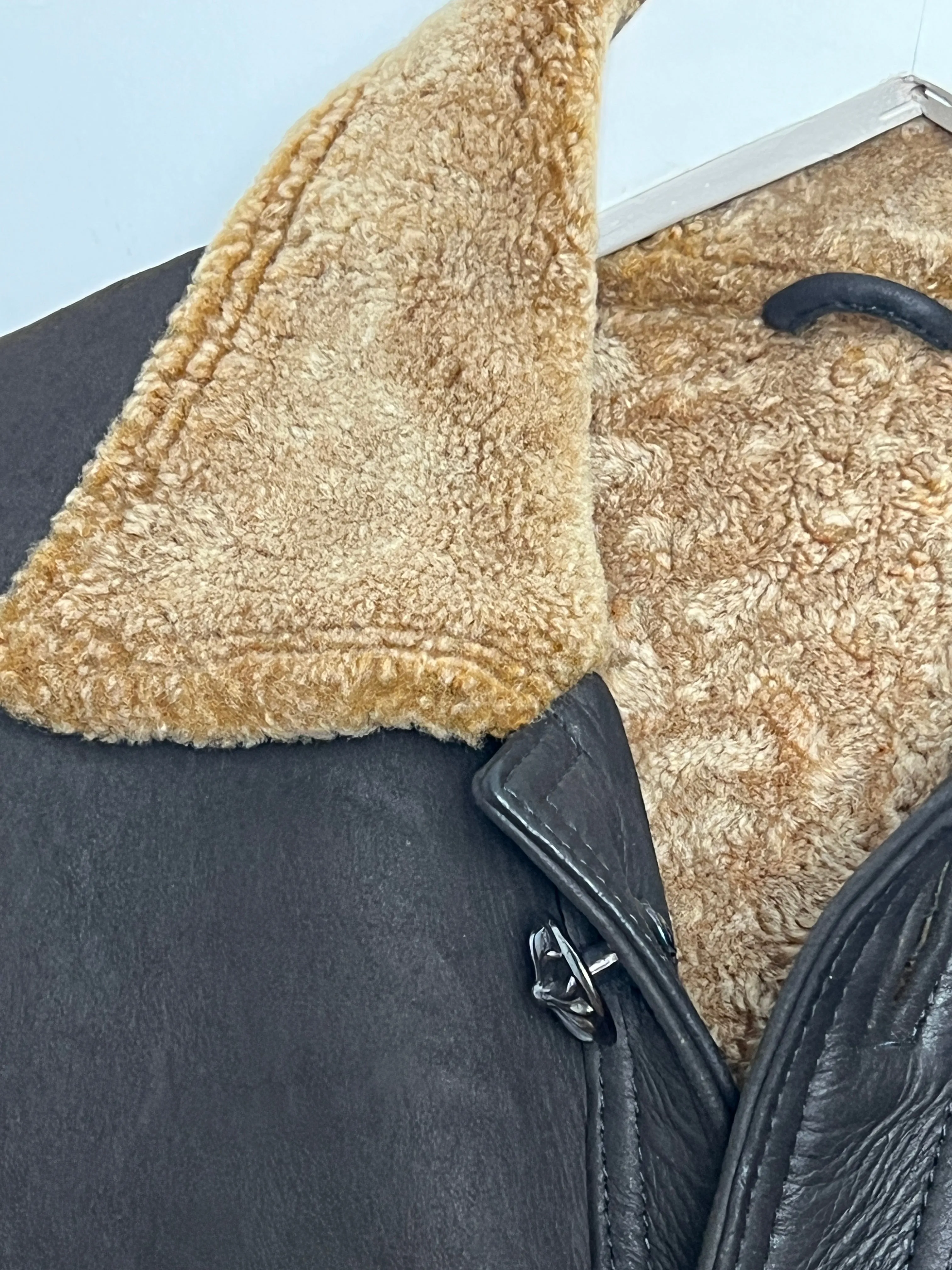 Brown Leather Shearling Flight Jacket
