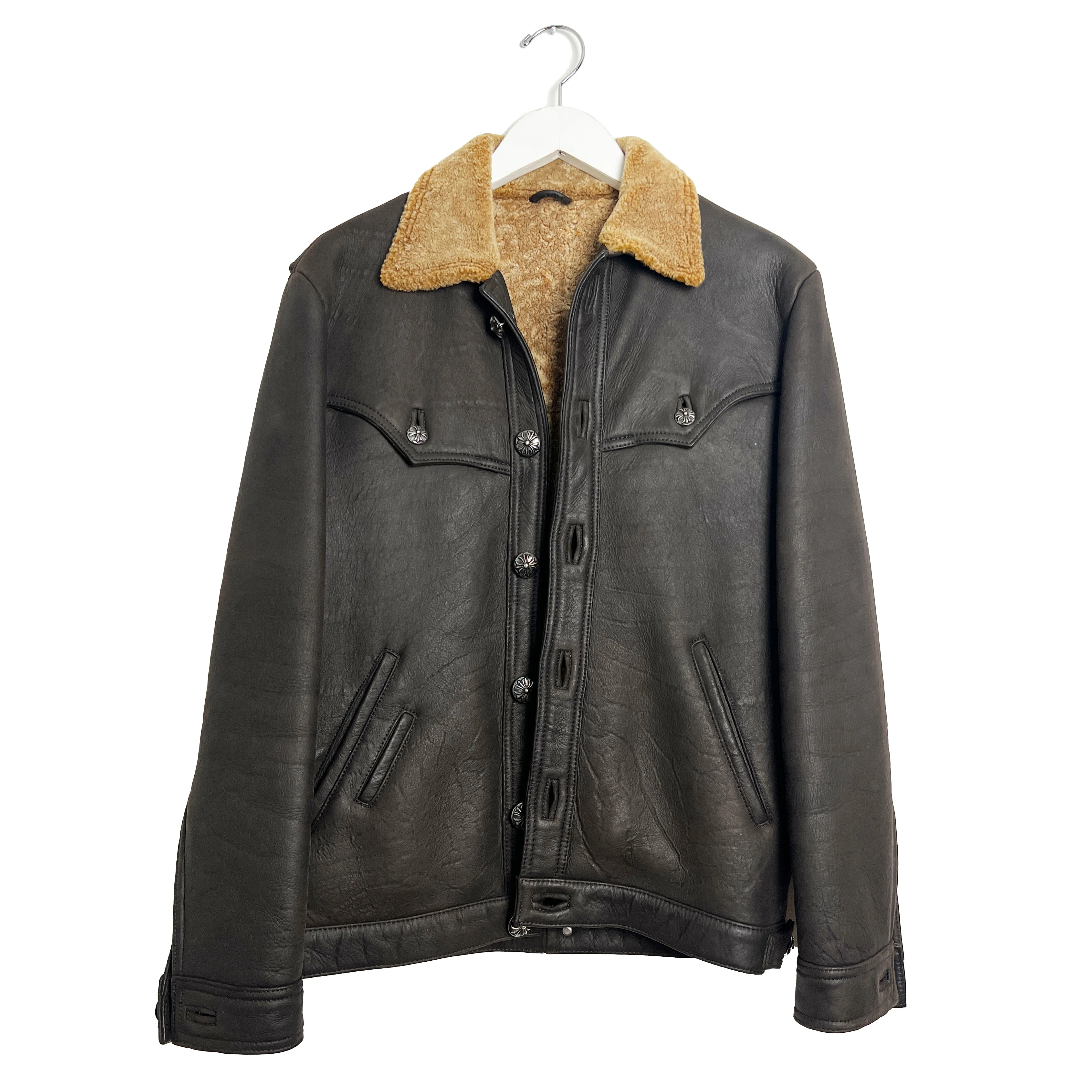 Brown Leather Shearling Flight Jacket