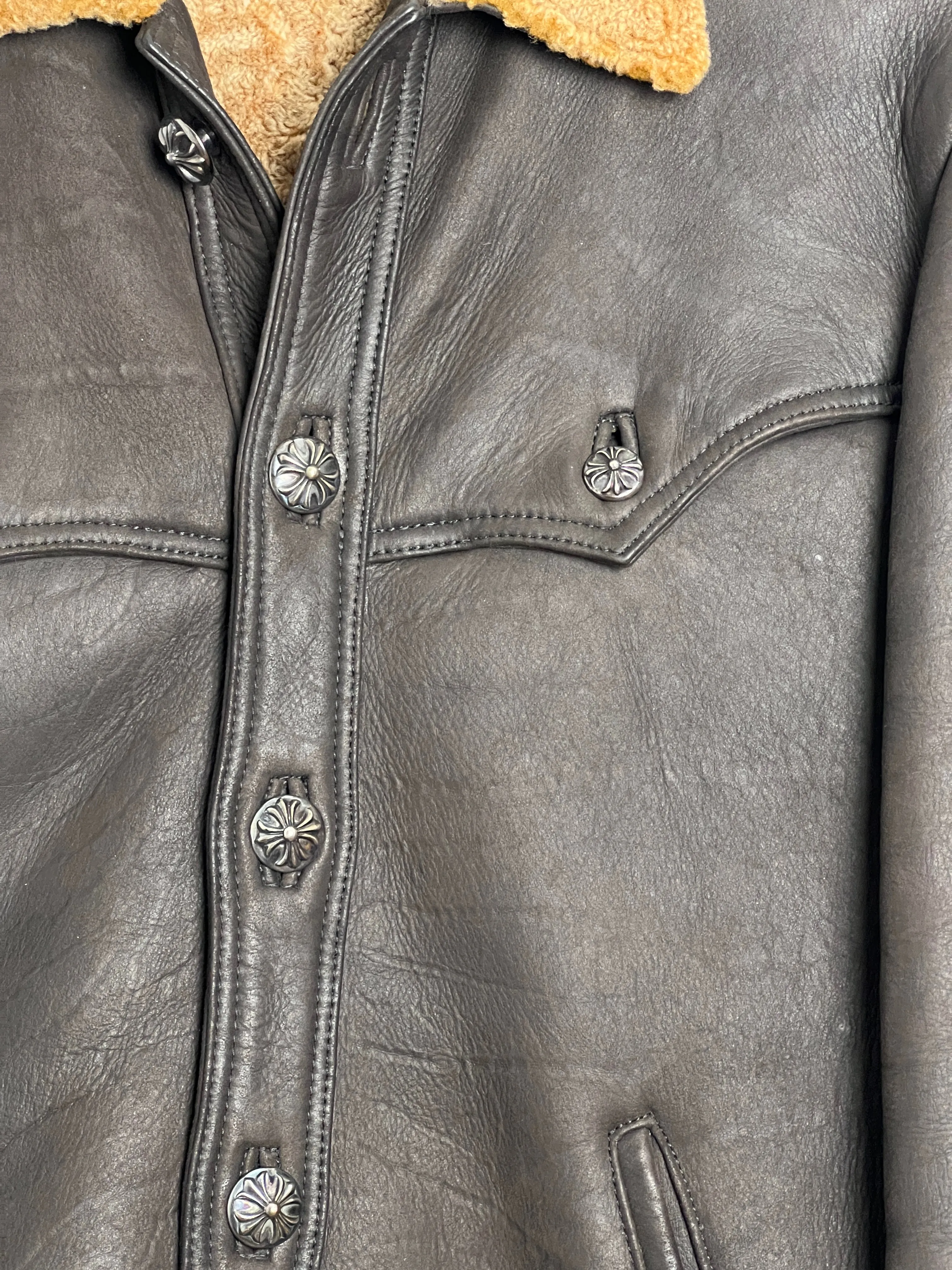 Brown Leather Shearling Flight Jacket