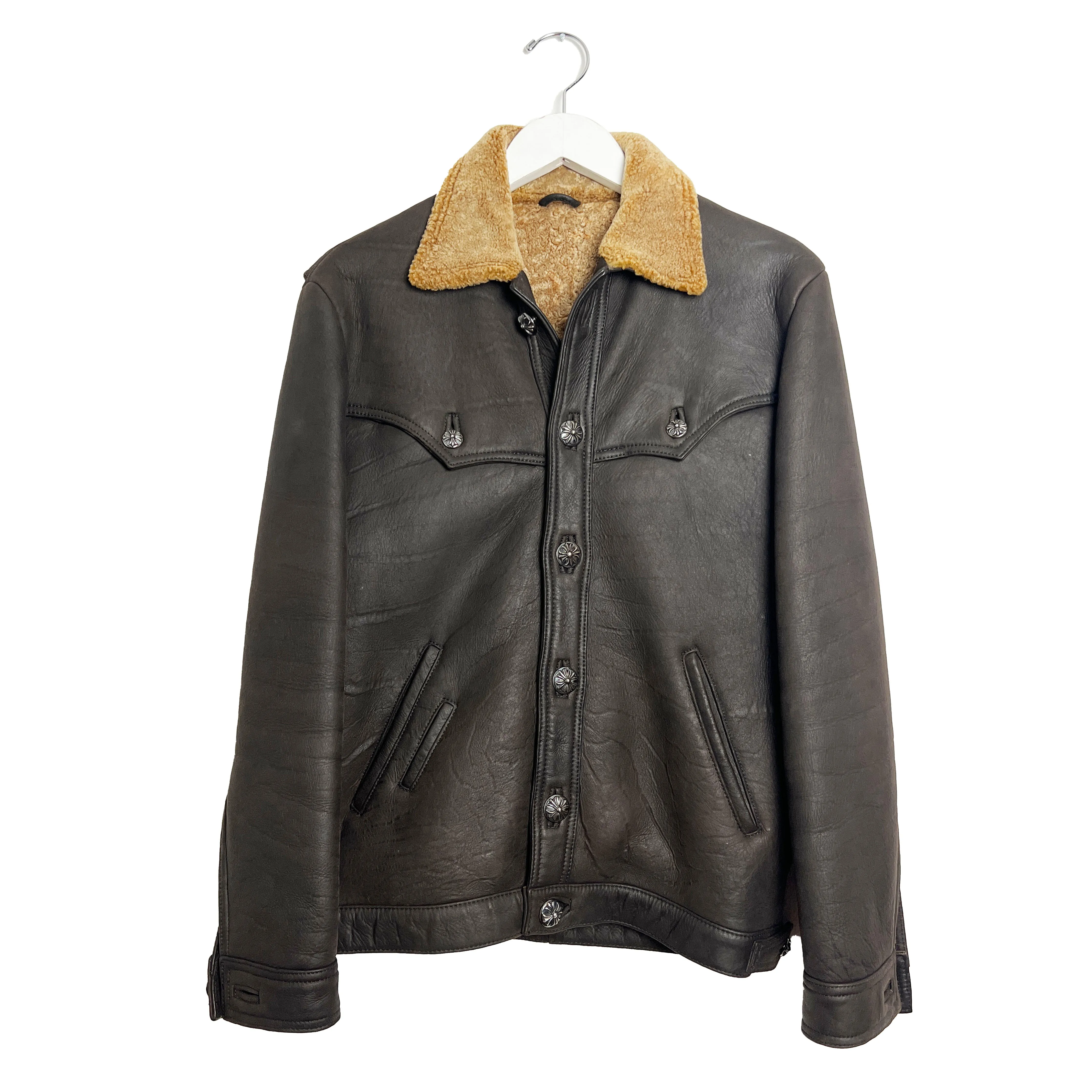 Brown Leather Shearling Flight Jacket
