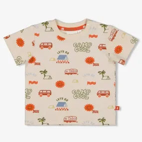 CAMP COOL "Let's Go Camp Cool" Allover Print Slub Yarn Top