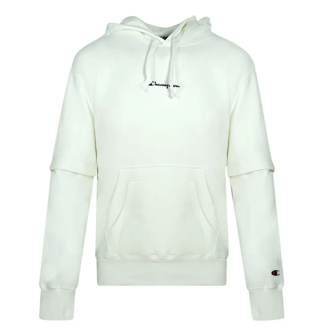 Champion Small Classic Script Logo White Hoodie