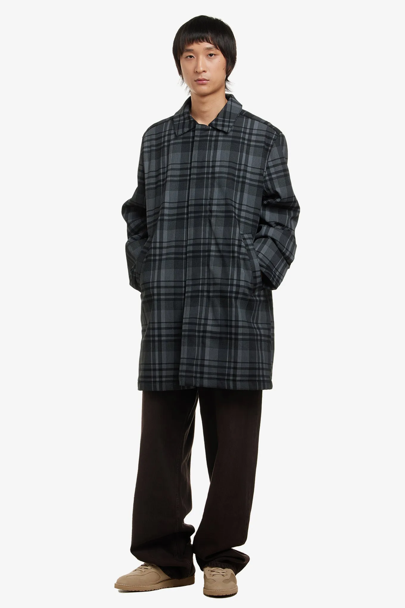 CHECKED PADDED TRENCH COAT