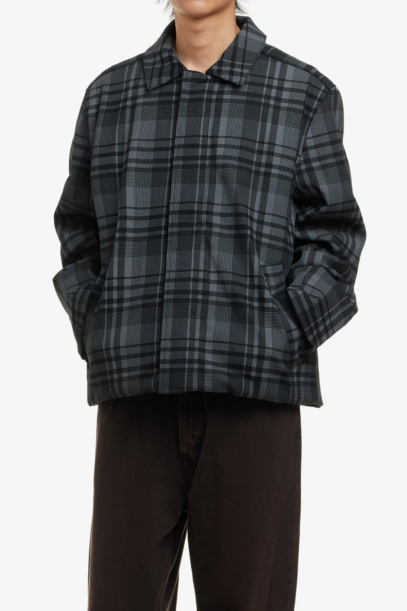CHECKED PADDED TRENCH COAT