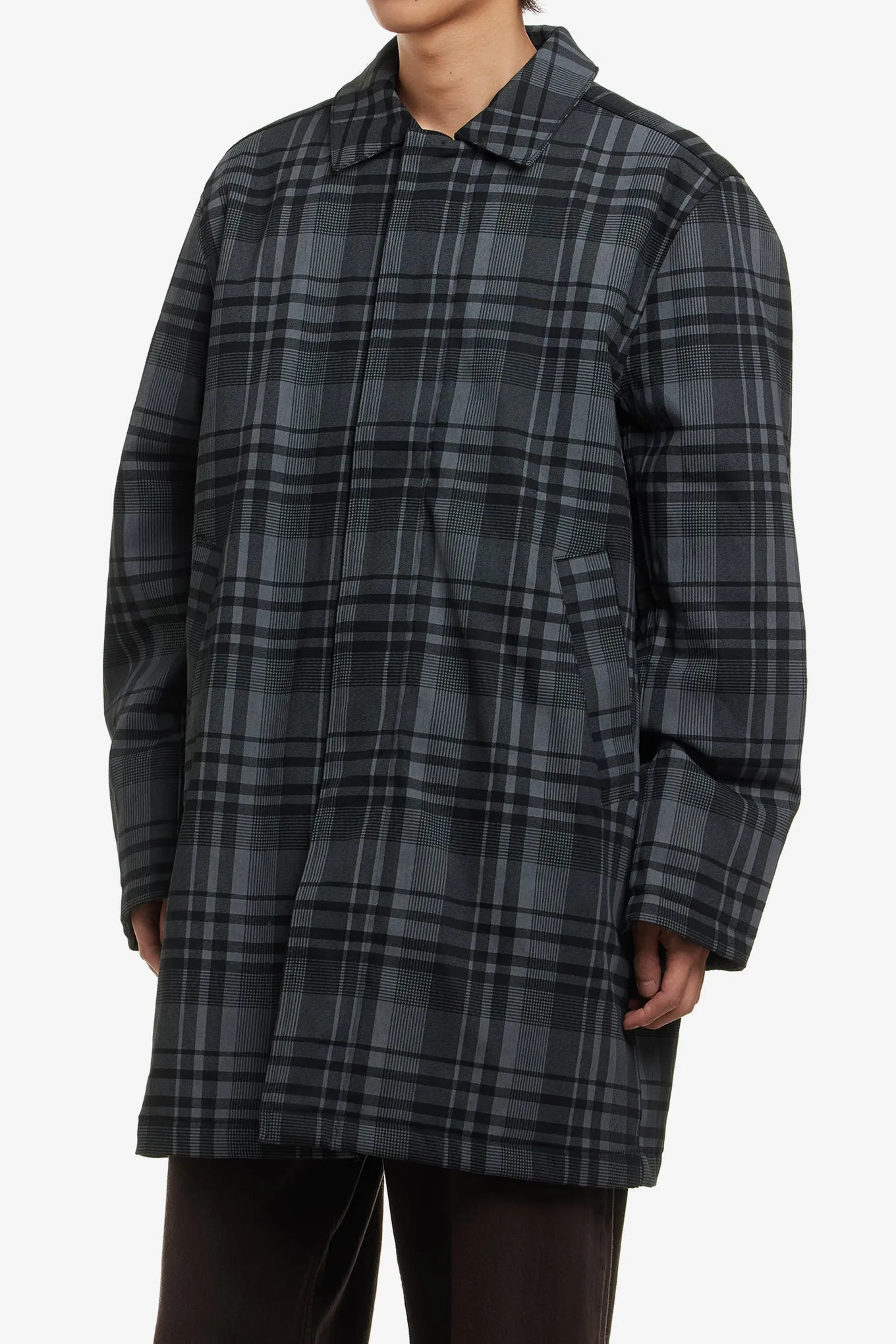 CHECKED PADDED TRENCH COAT