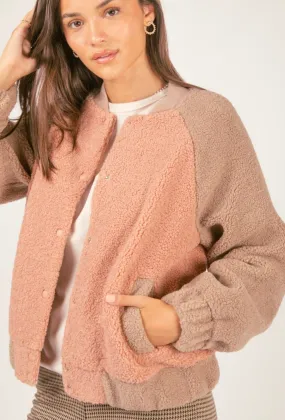 Colorblock Sherpa Fleece Jacket