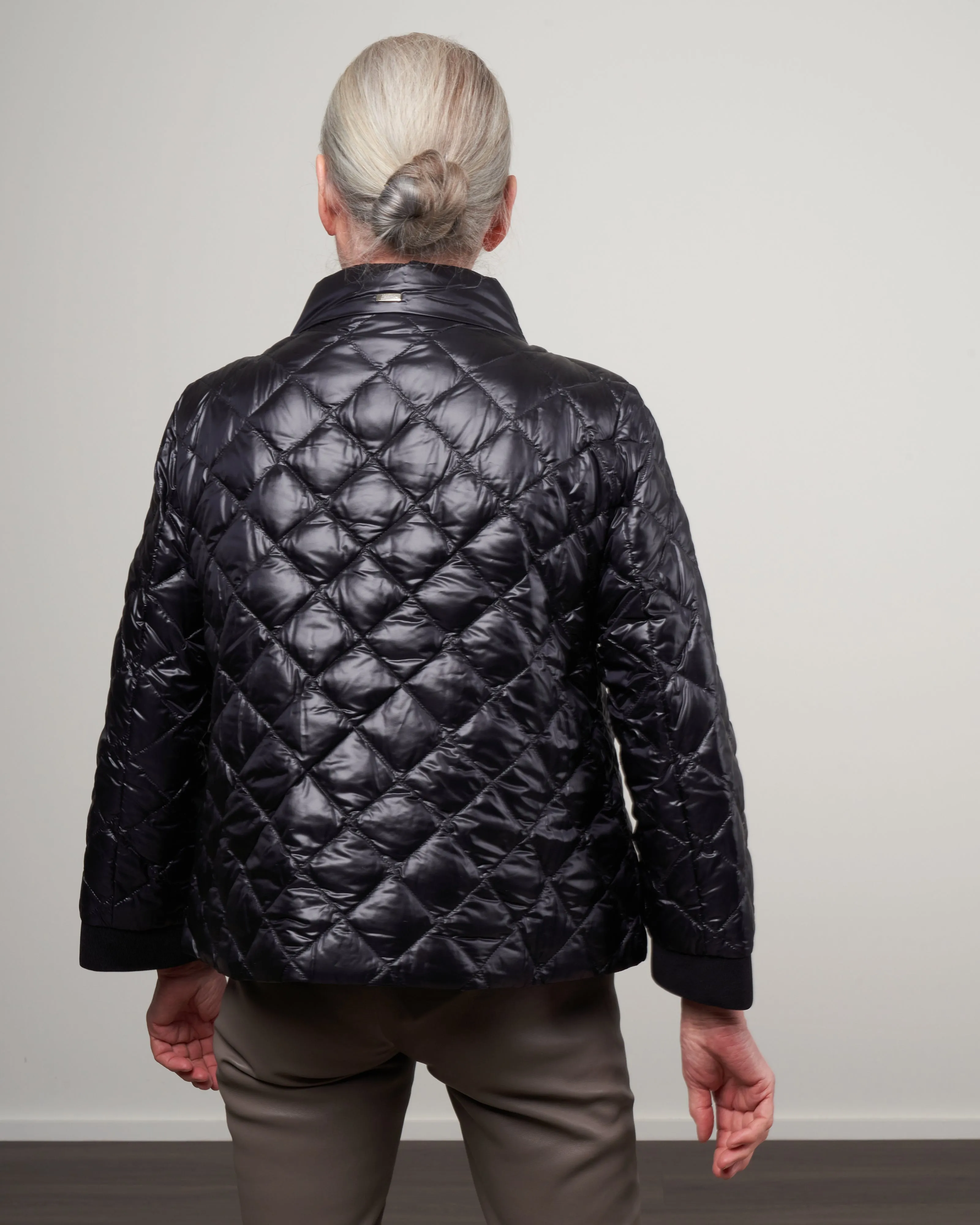 nylon ultralight quilted a-line short jacket - 7730 black