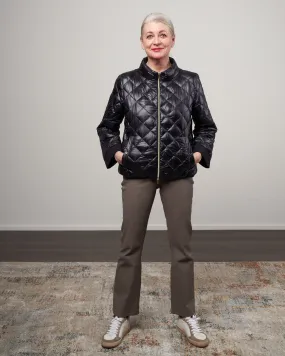 nylon ultralight quilted a-line short jacket - 7730 black