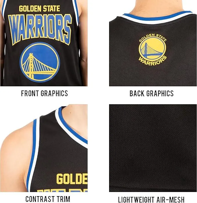 Ultra Game NBA Official Men’s Super Soft Sleeveless Tank Top Muscle T-Shirt - Unisex, Golden State Warriors, Black|Golden State Warriors