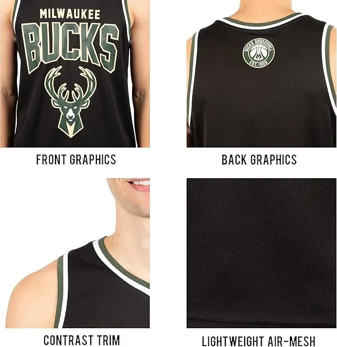 Ultra Game NBA Official Men’s Super Soft Sleeveless Tank Top Muscle T-Shirt - Unisex, Milwaukee Bucks, Black|Milwaukee Bucks